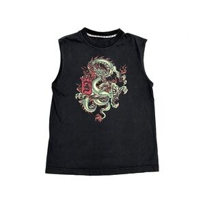 Vintage JNCO Jeans Black Dragon Graphic Sleeveless T-Shirt